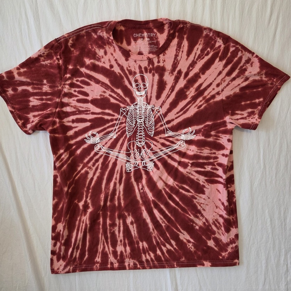 Skeleton‎ Yoga Namaste Meditating Tie Dye T-Shirt Chemistry Size XL 100% Cotton